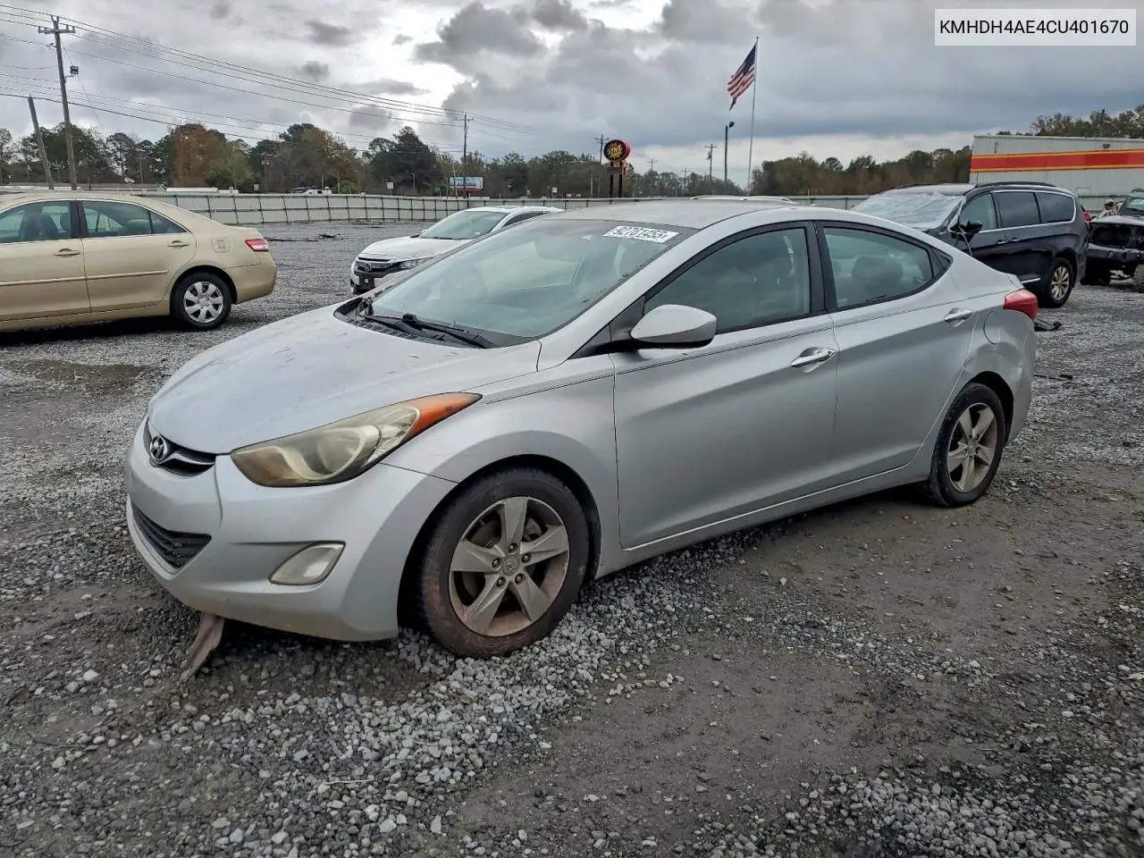 KMHDH4AE4CU401670 2012 Hyundai Elantra Gls