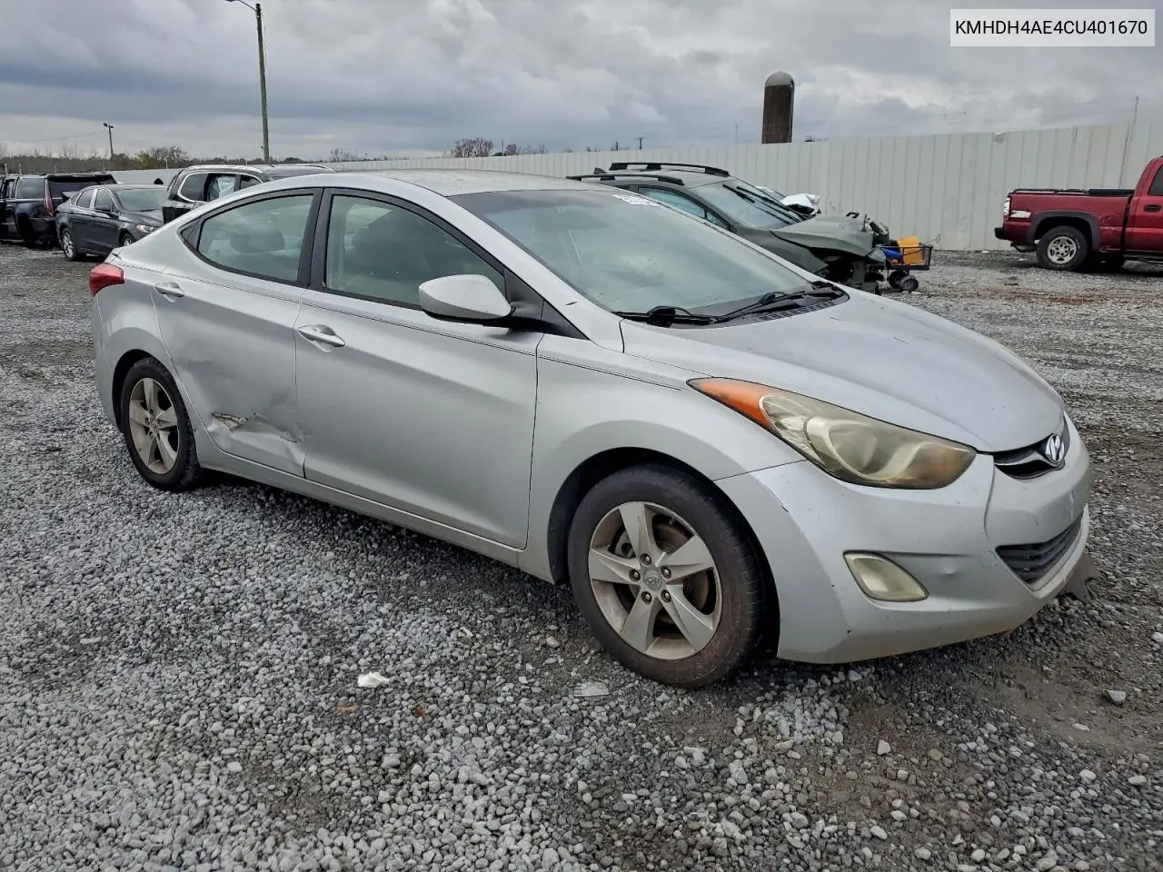 KMHDH4AE4CU401670 2012 Hyundai Elantra Gls