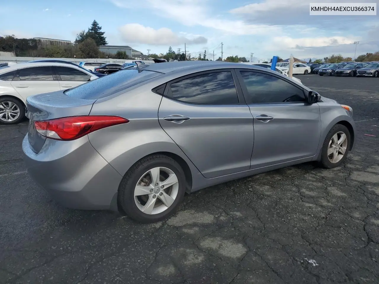 KMHDH4AEXCU366374 2012 Hyundai Elantra Gls