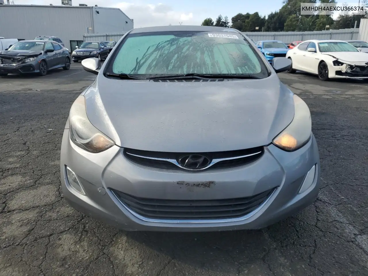 KMHDH4AEXCU366374 2012 Hyundai Elantra Gls