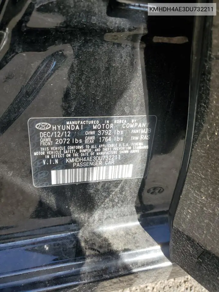 KMHDH4AE3DU732211 2013 Hyundai Elantra Gls