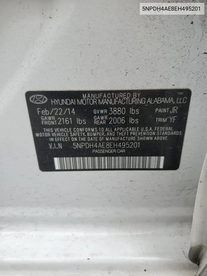 5NPDH4AE8EH495201 2014 Hyundai Elantra Se