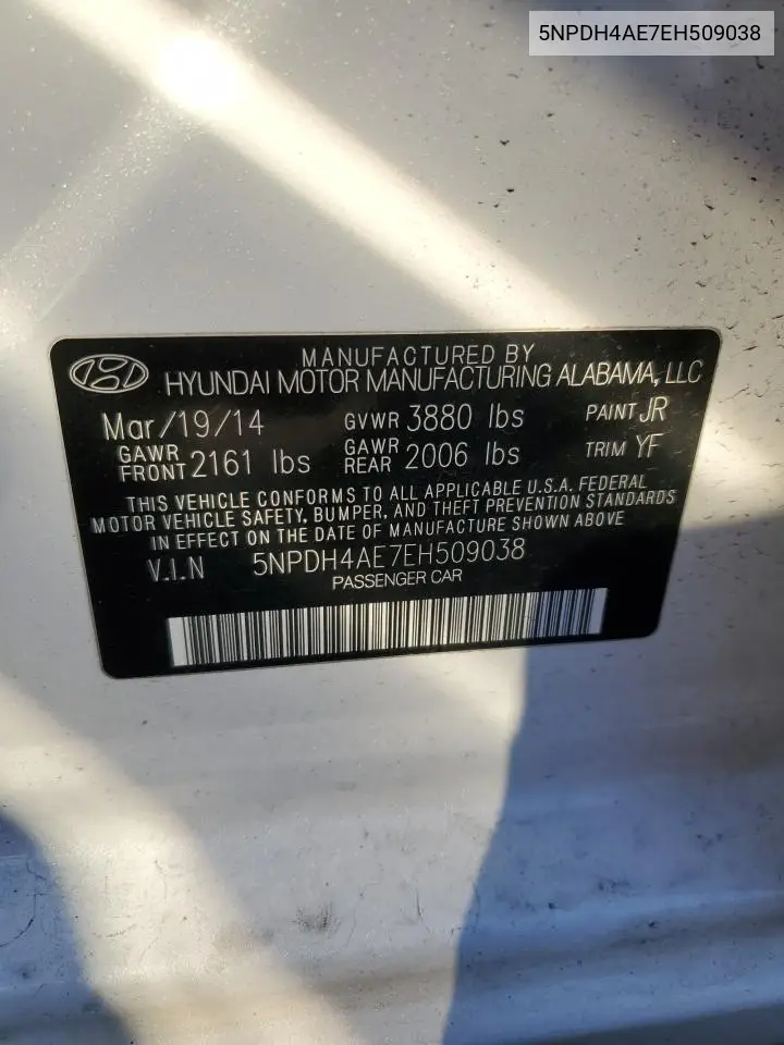 5NPDH4AE7EH509038 2014 Hyundai Elantra Se