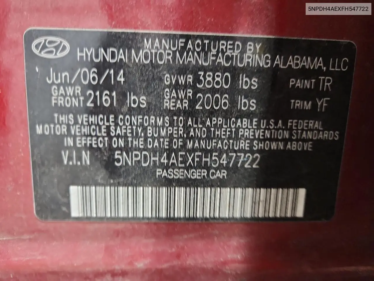 5NPDH4AEXFH547722 2015 Hyundai Elantra Se