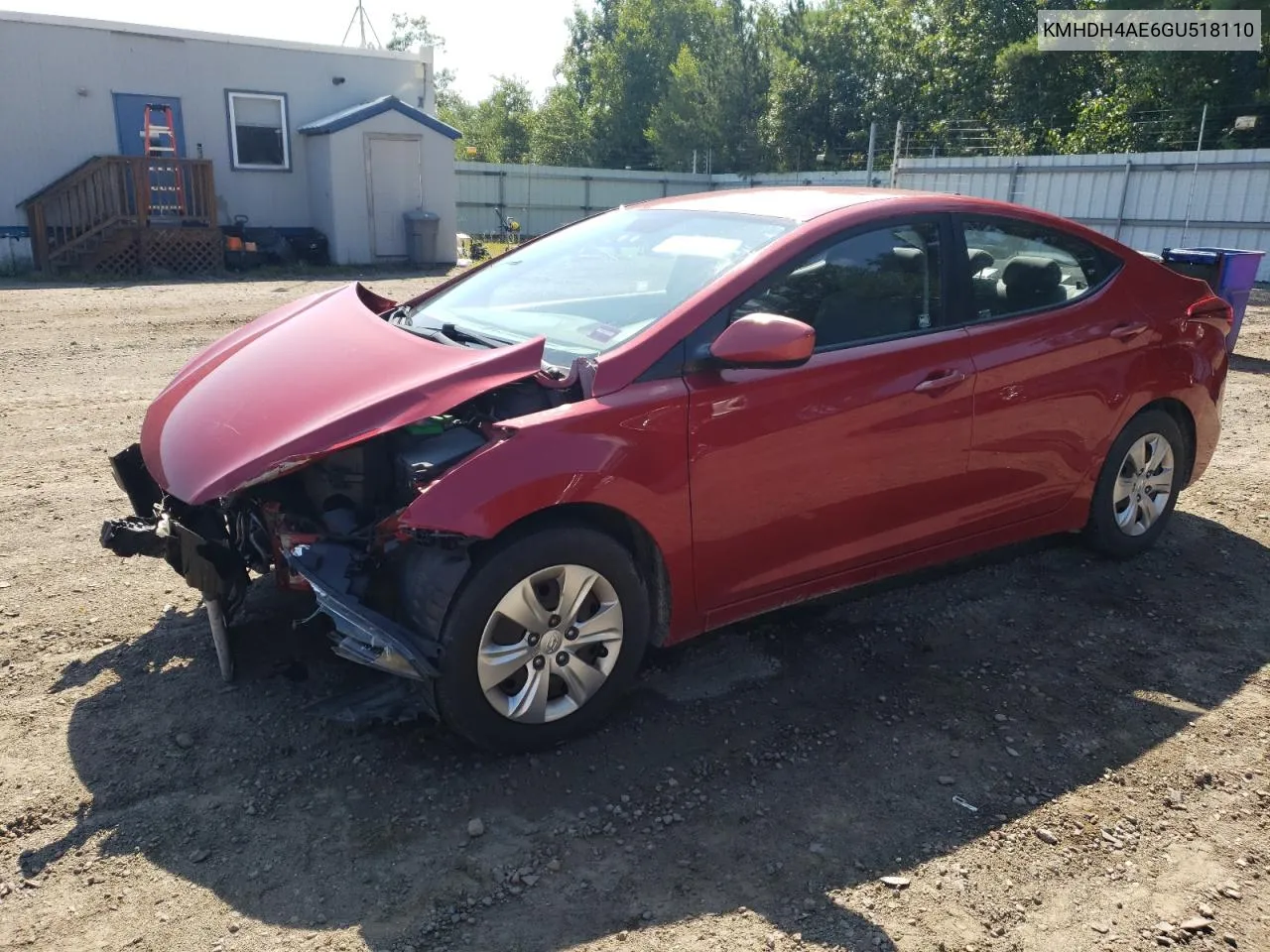 2016 Hyundai Elantra Se VIN: KMHDH4AE6GU518110 Lot: 69226264