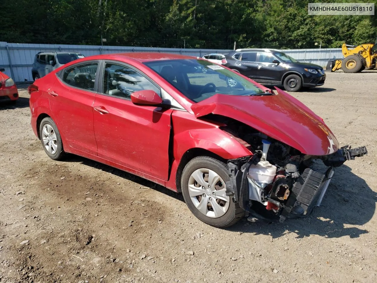 KMHDH4AE6GU518110 2016 Hyundai Elantra Se