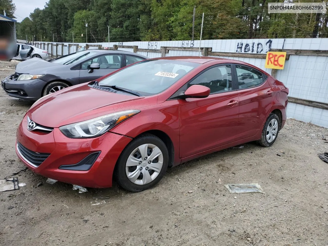 2016 Hyundai Elantra Se VIN: 5NPDH4AE8GH662899 Lot: 71820394