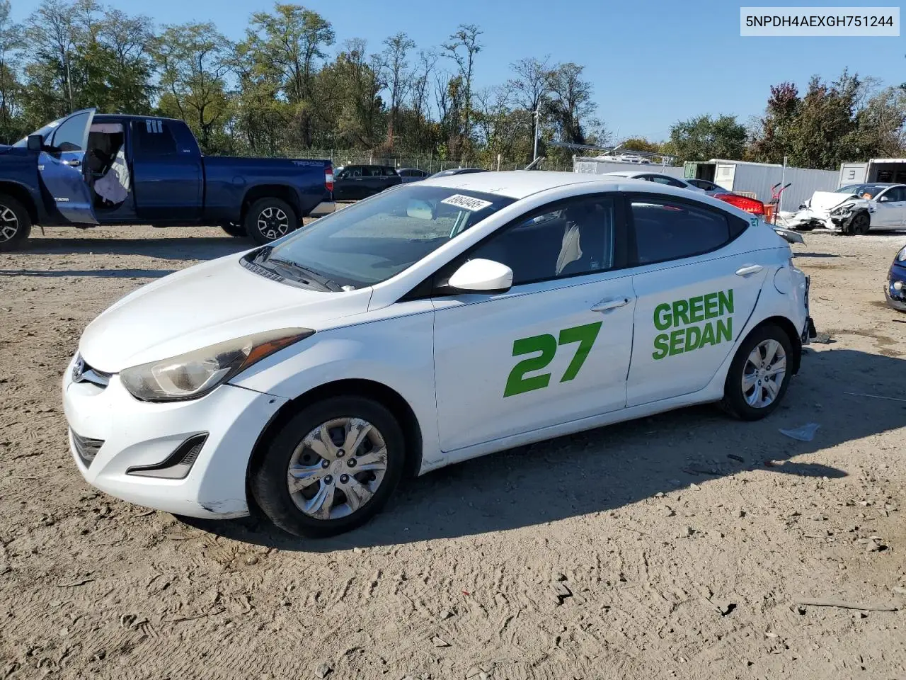 5NPDH4AEXGH751244 2016 Hyundai Elantra Se