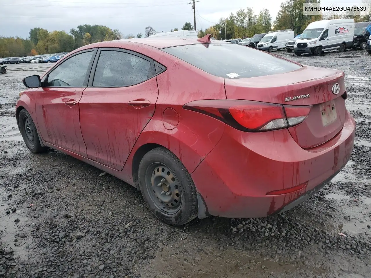 KMHDH4AE2GU478639 2016 Hyundai Elantra Se