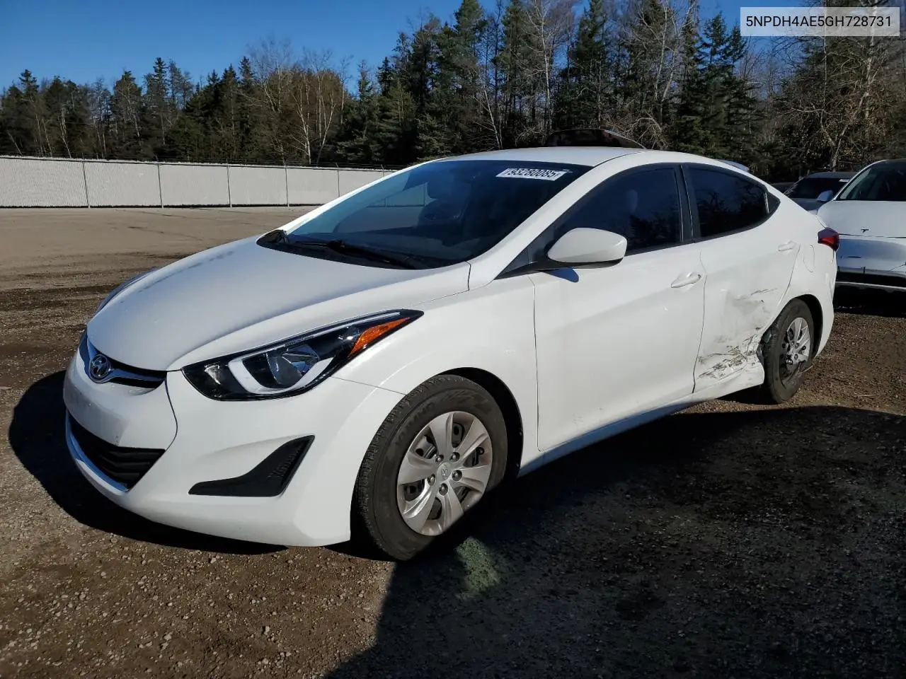 5NPDH4AE5GH728731 2016 Hyundai Elantra Se