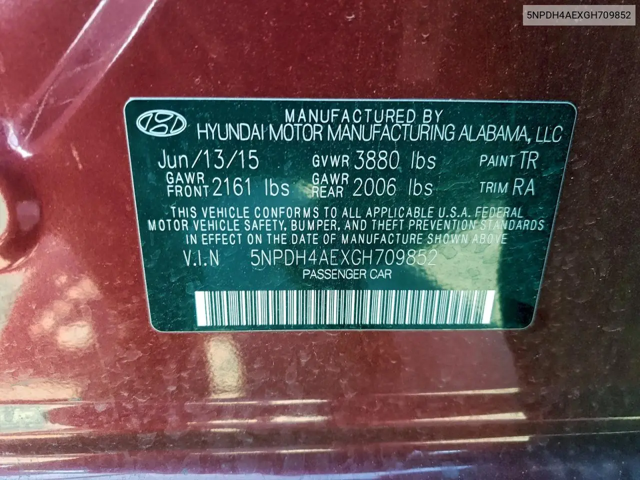 5NPDH4AEXGH709852 2016 Hyundai Elantra Se