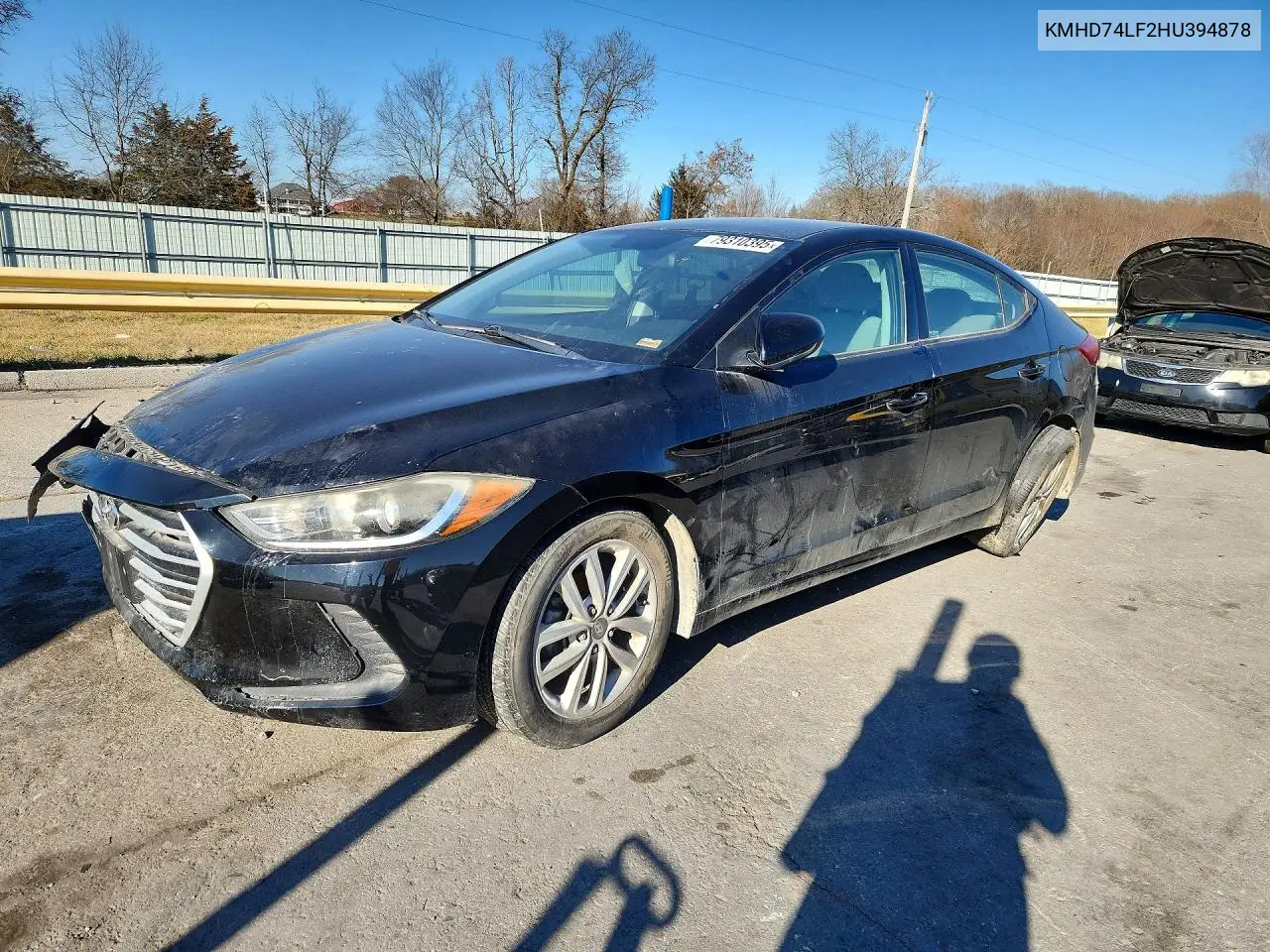 KMHD74LF2HU394878 2017 Hyundai Elantra Se