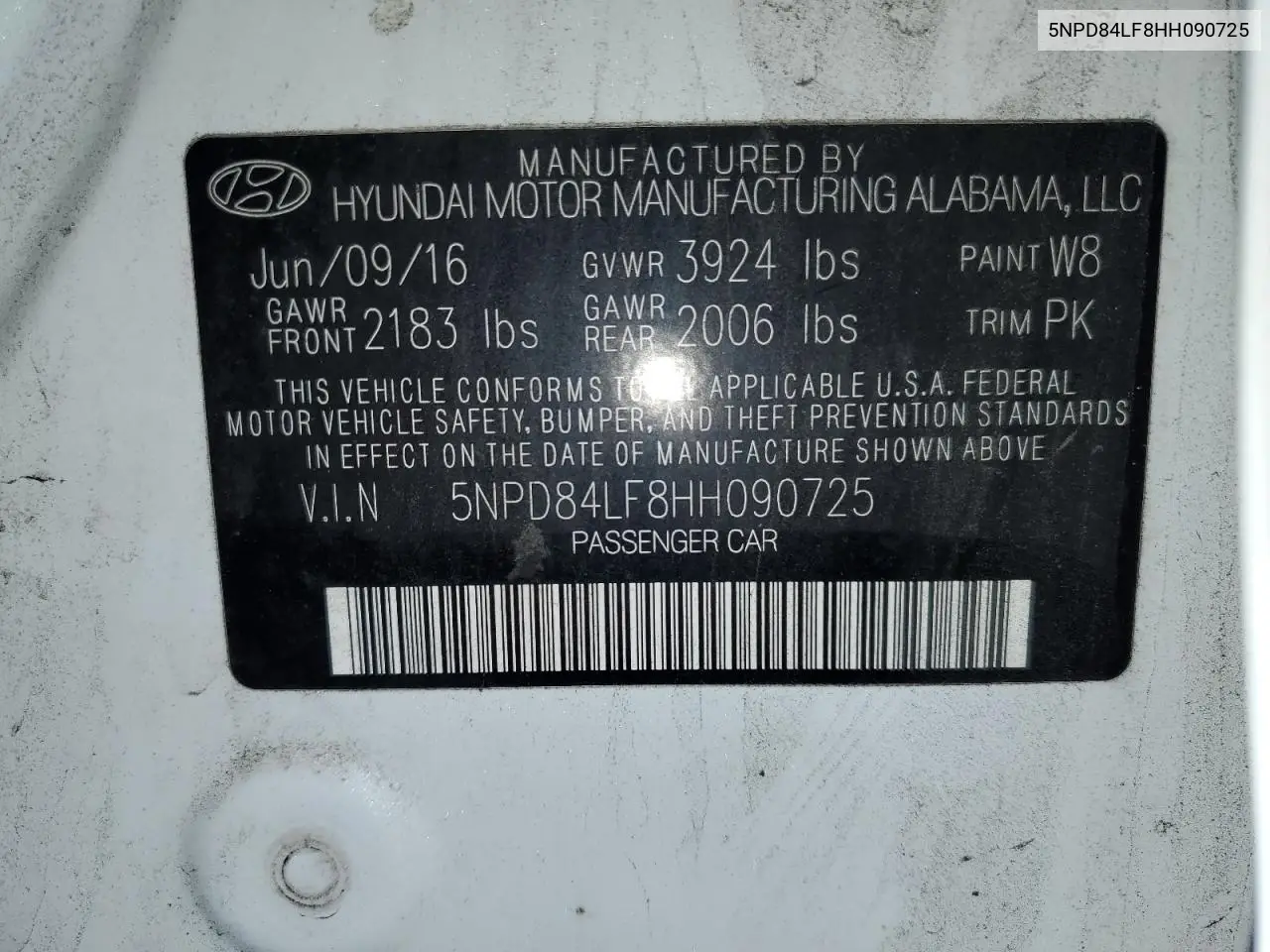 5NPD84LF8HH090725 2017 Hyundai Elantra Se