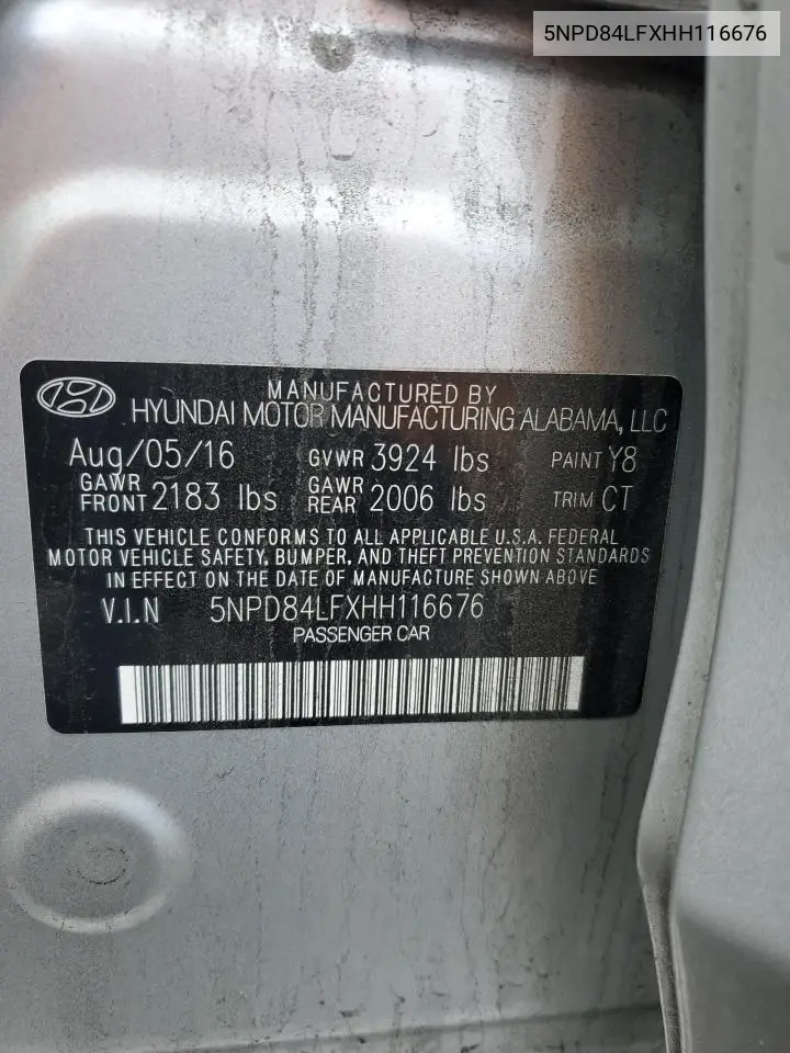 5NPD84LFXHH116676 2017 Hyundai Elantra Se