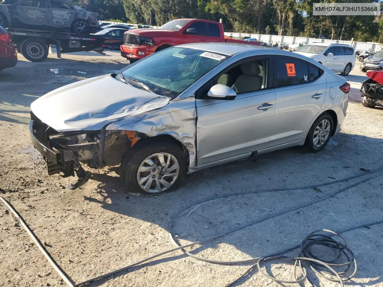KMHD74LF3HU153668 2017 Hyundai Elantra Se
