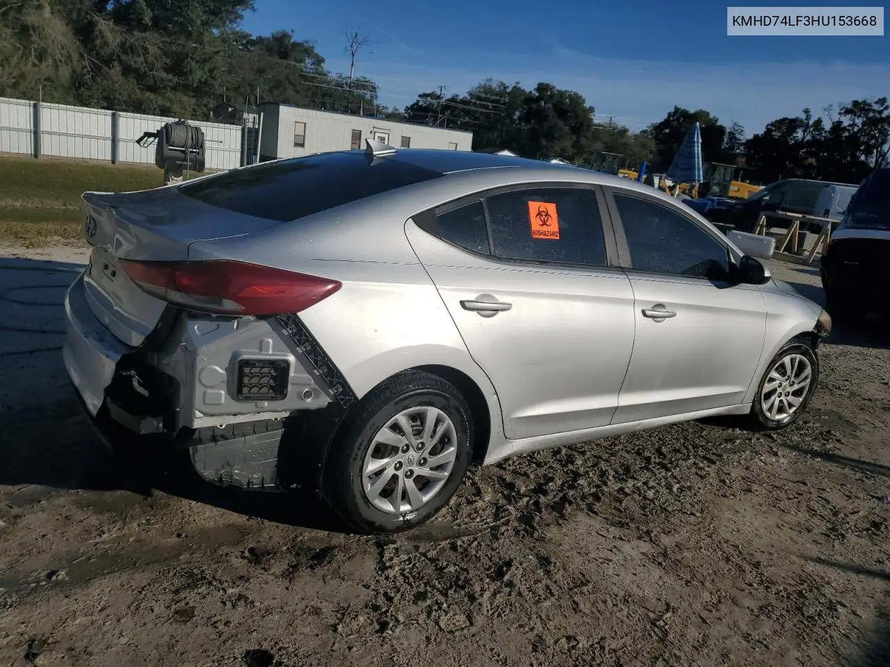 KMHD74LF3HU153668 2017 Hyundai Elantra Se
