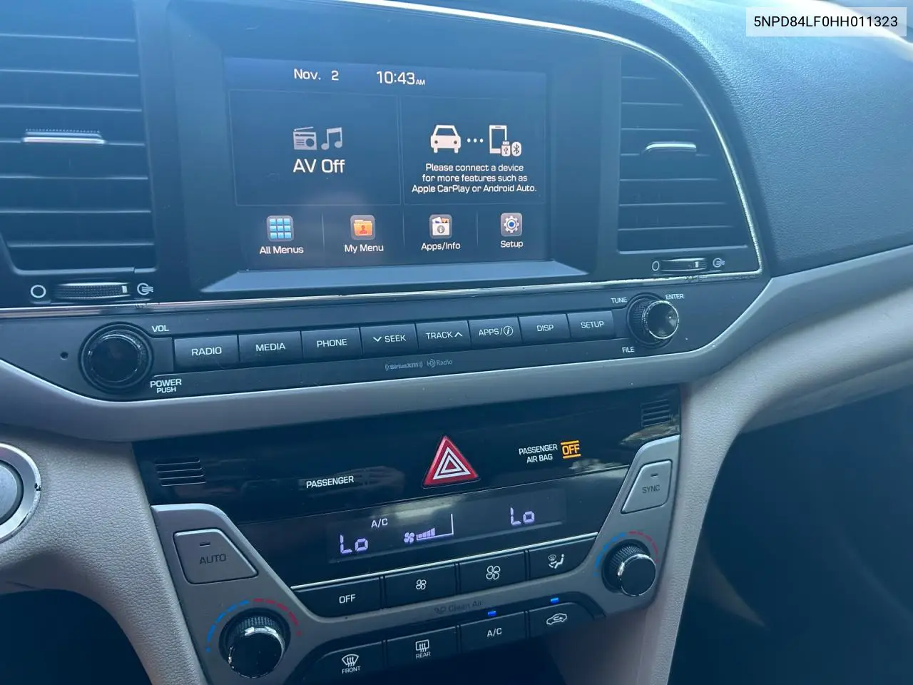 5NPD84LF0HH011323 2017 Hyundai Elantra Se