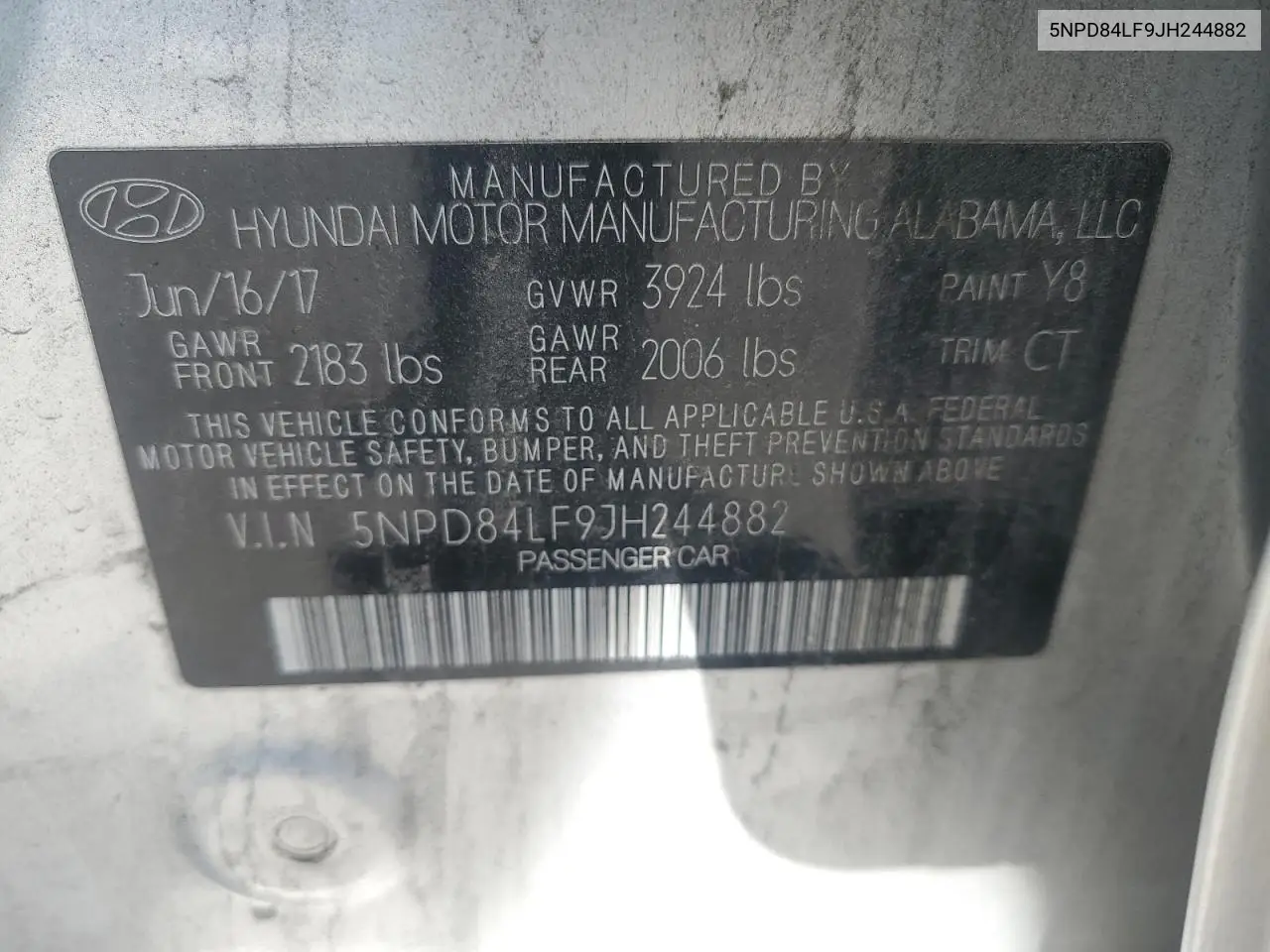 5NPD84LF9JH244882 2018 Hyundai Elantra Sel