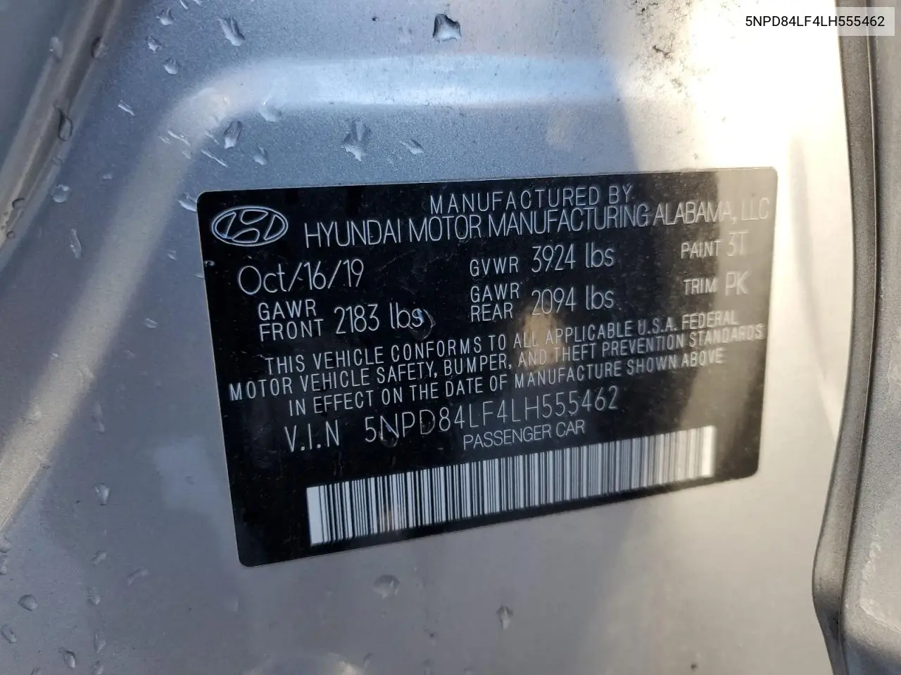 5NPD84LF4LH555462 2020 Hyundai Elantra Sel