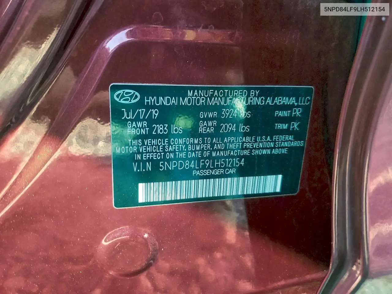 5NPD84LF9LH512154 2020 Hyundai Elantra Sel