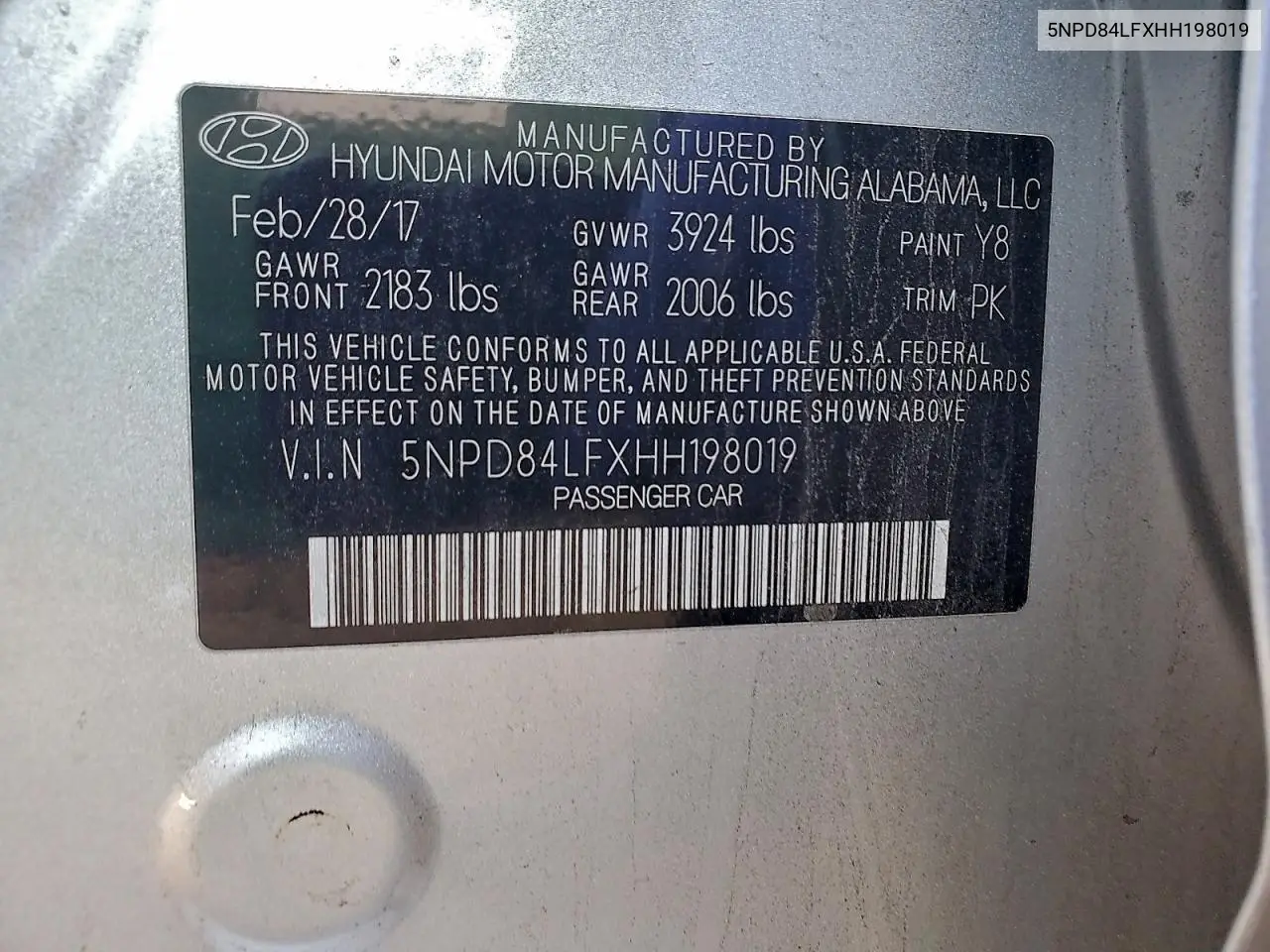 5NPD84LFXHH198019 2020 Hyundai Elantra Se