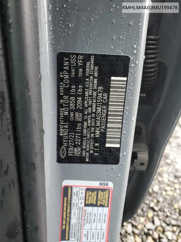 KMHLM4AG3MU159478 2021 Hyundai Elantra Sel