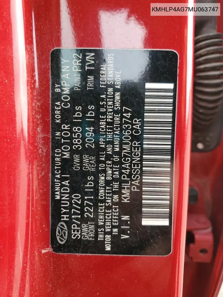 KMHLP4AG7MU063747 2021 Hyundai Elantra Limited