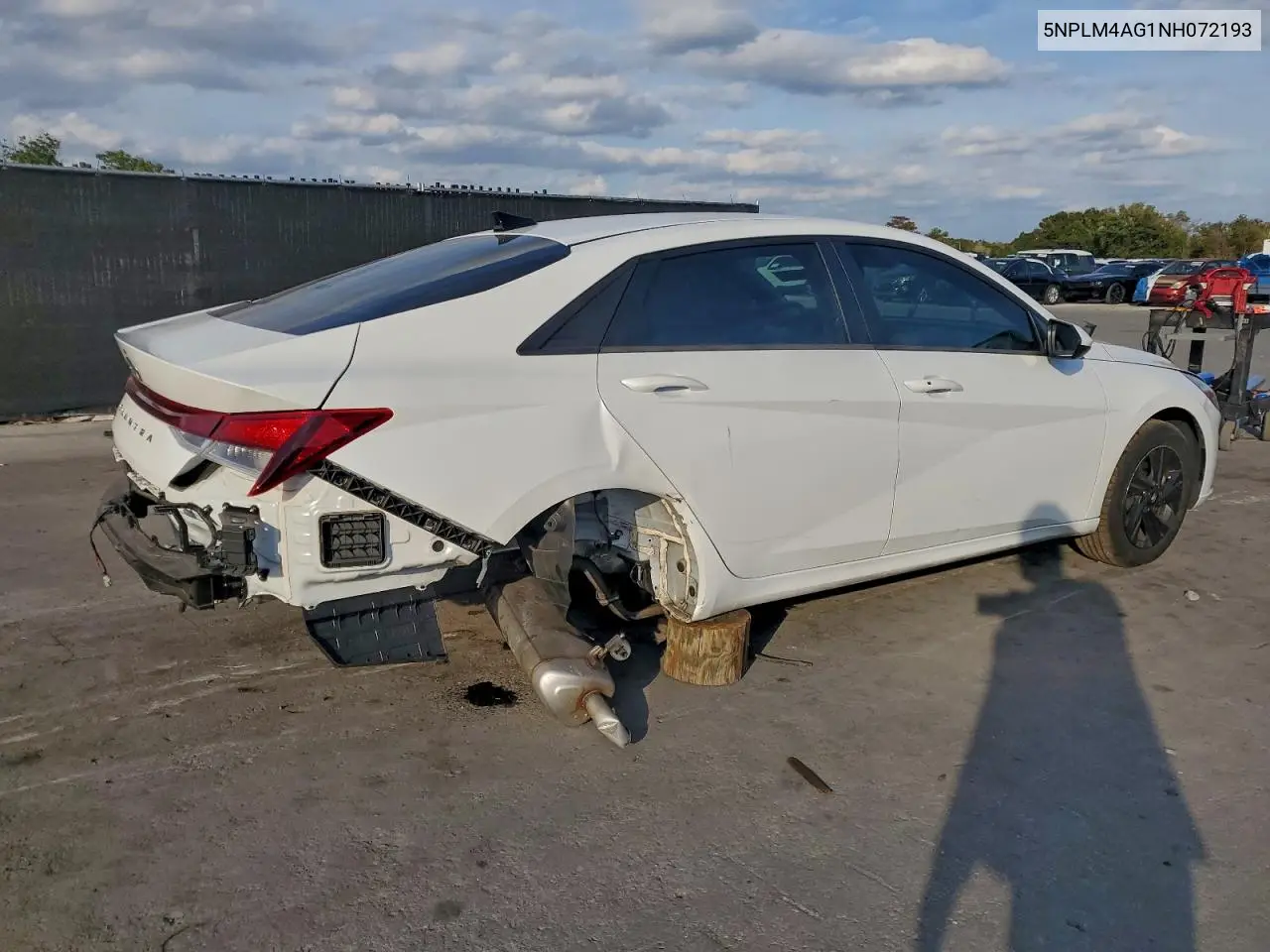 5NPLM4AG1NH072193 2022 Hyundai Elantra Sel