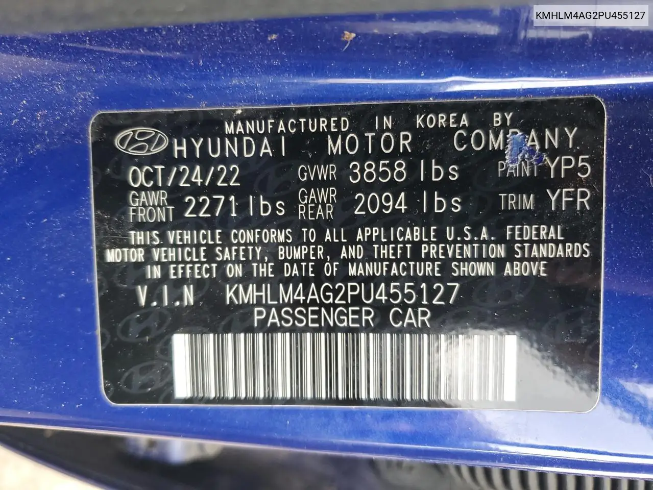KMHLM4AG2PU455127 2023 Hyundai Elantra Sel