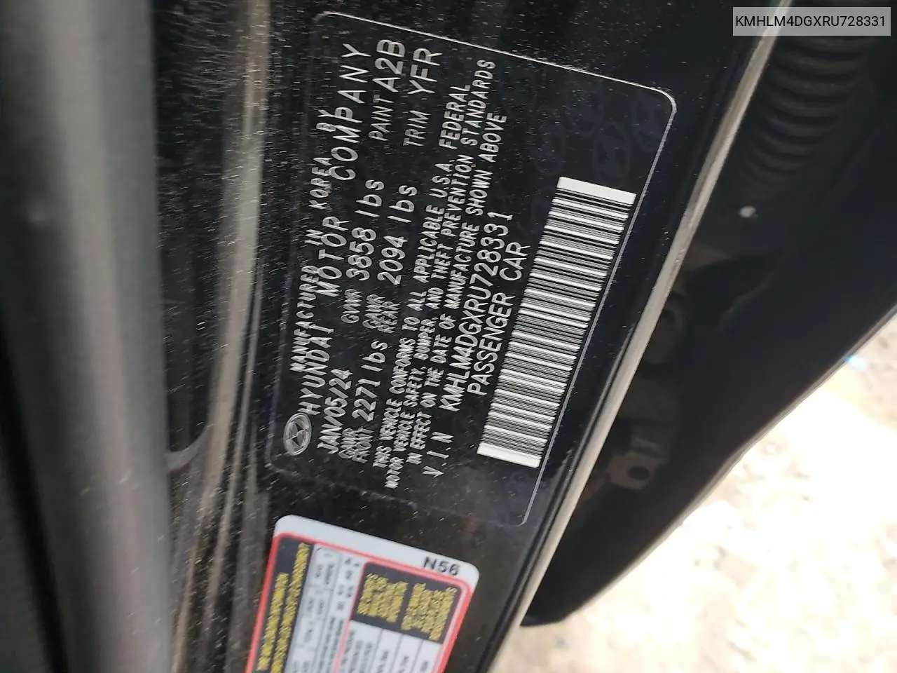 KMHLM4DGXRU728331 2024 Hyundai Elantra Sel