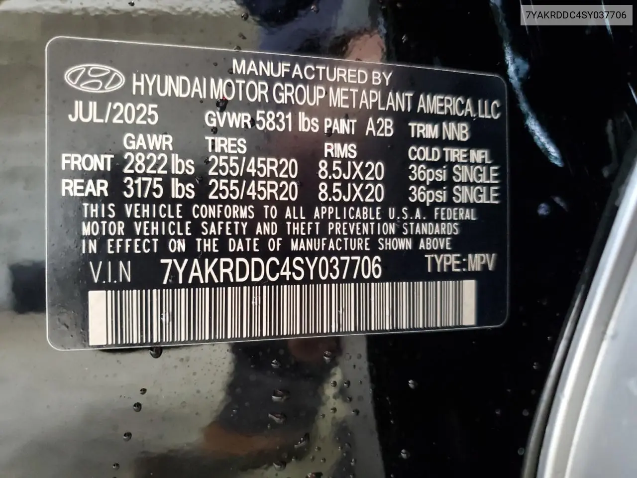7YAKRDDC4SY037706 2025 Hyundai Ioniq 5 Limited