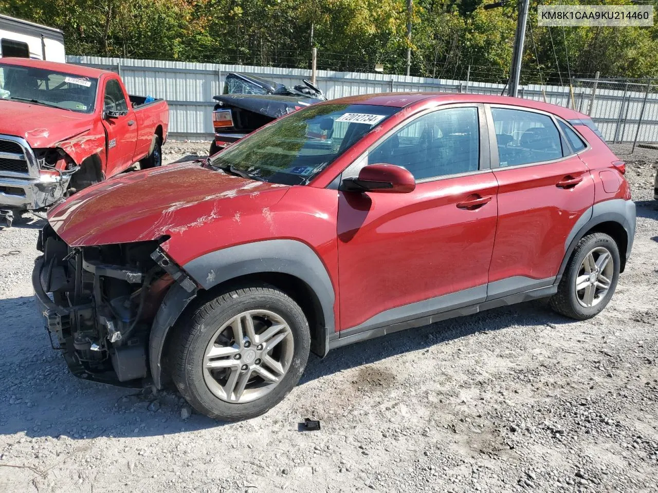 2019 Hyundai Kona Se VIN: KM8K1CAA9KU214460 Lot: 72012734