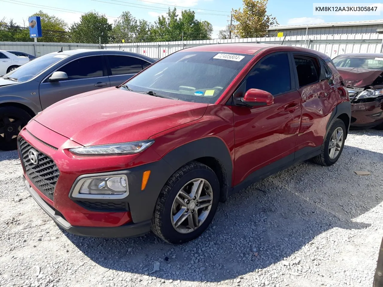 2019 Hyundai Kona Se VIN: KM8K12AA3KU305847 Lot: 72405804