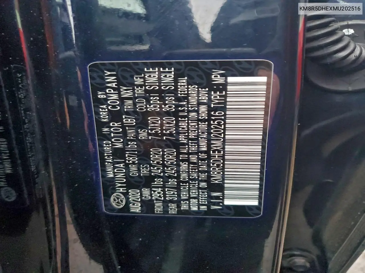 KM8R5DHEXMU202516 2021 Hyundai Palisade Limited