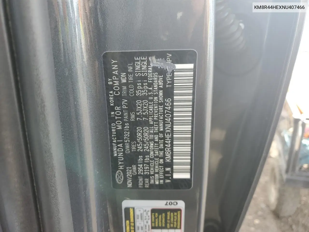 KM8R44HEXNU407466 2022 Hyundai Palisade Sel