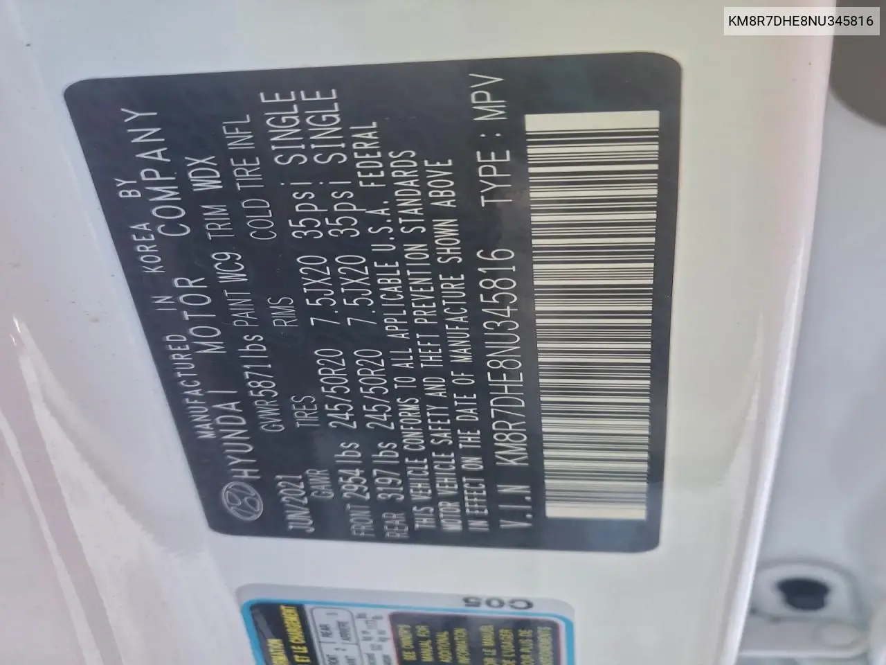 KM8R7DHE8NU345816 2022 Hyundai Palisade Calligraphy