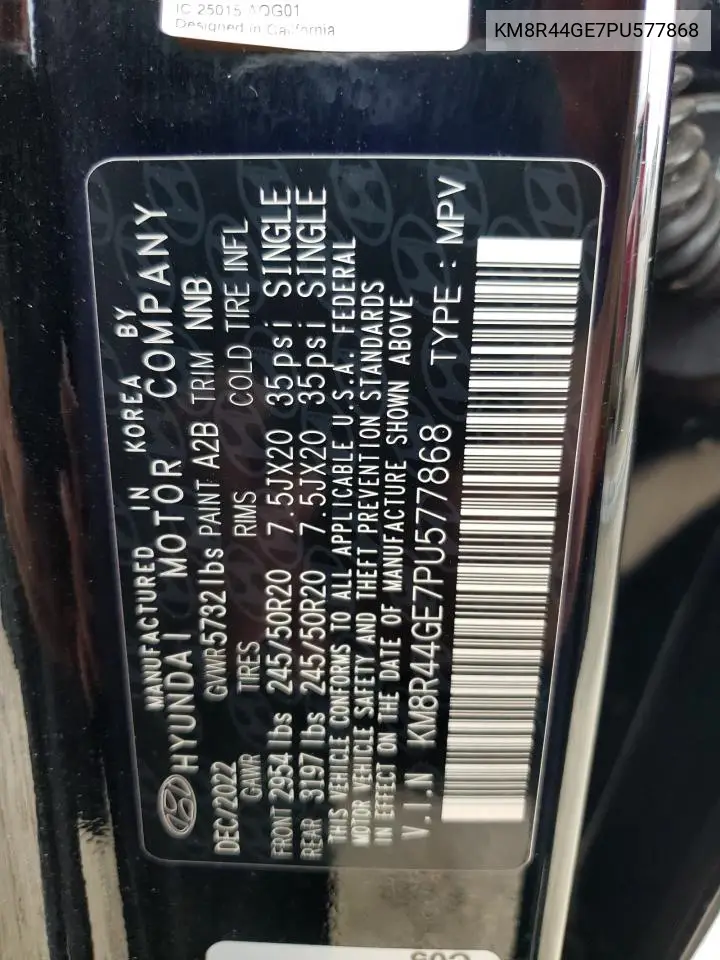 KM8R44GE7PU577868 2023 Hyundai Palisade Sel Premium