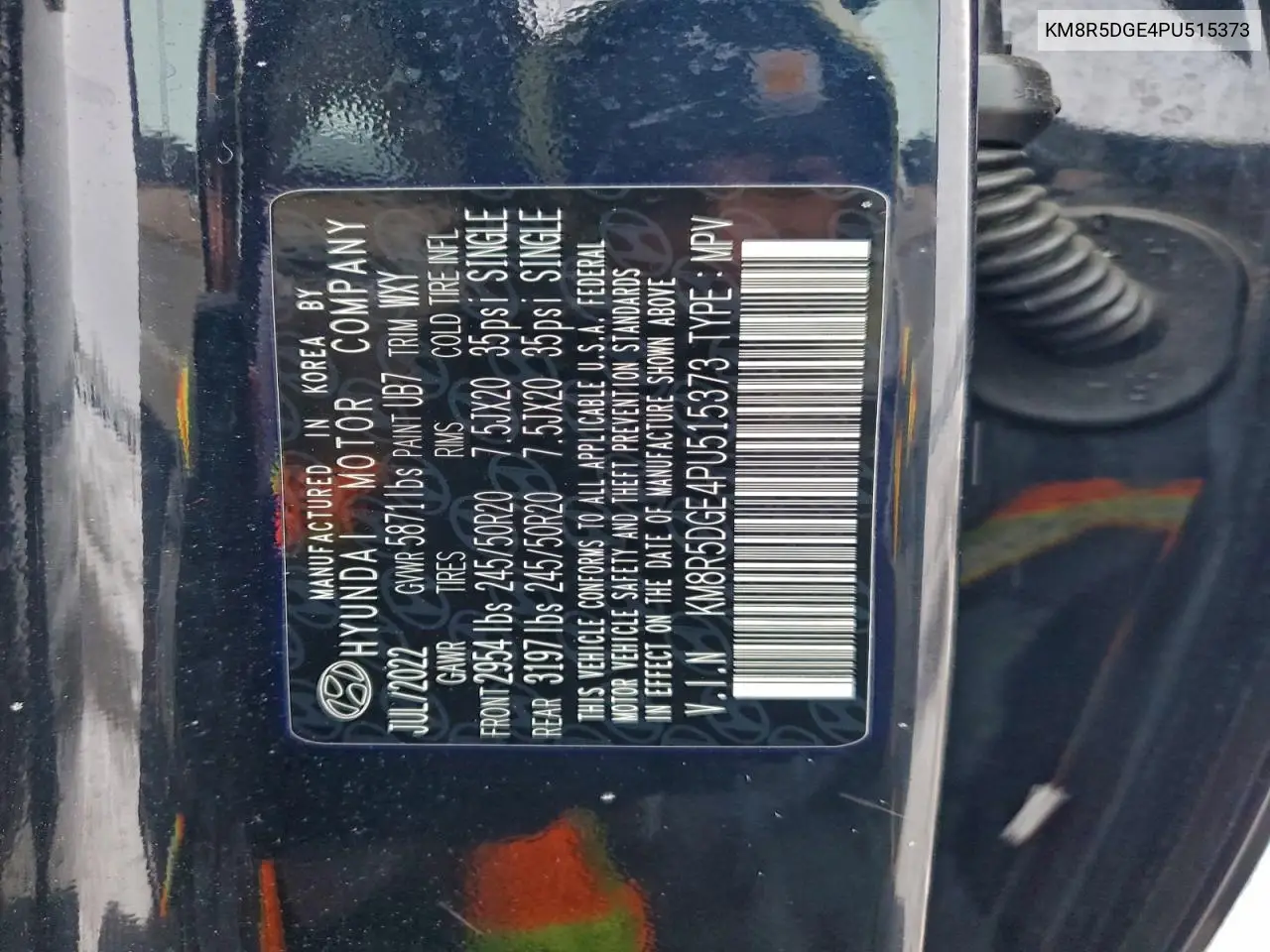 KM8R5DGE4PU515373 2023 Hyundai Palisade Limited