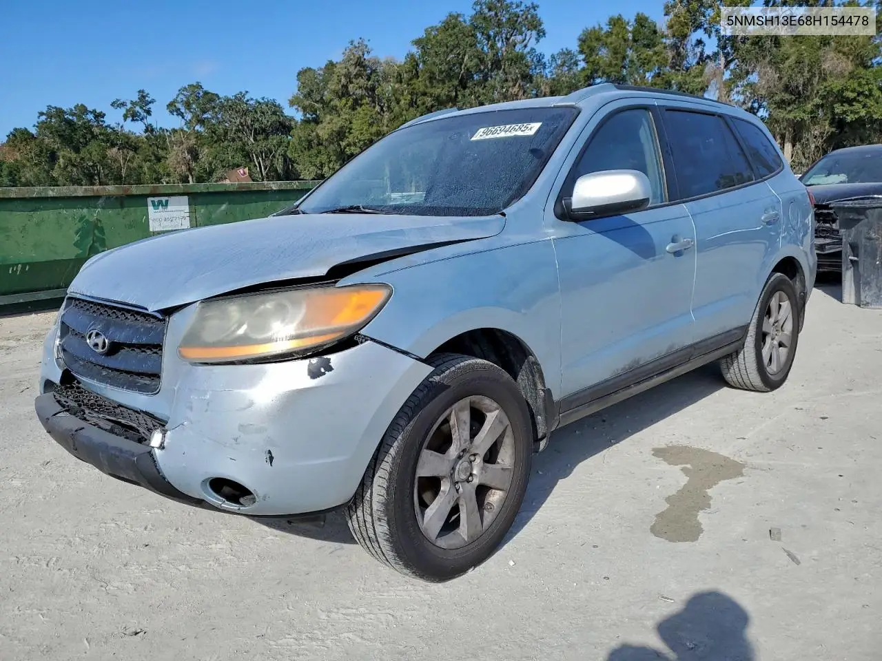 5NMSH13E68H154478 2008 Hyundai Santa Fe Se