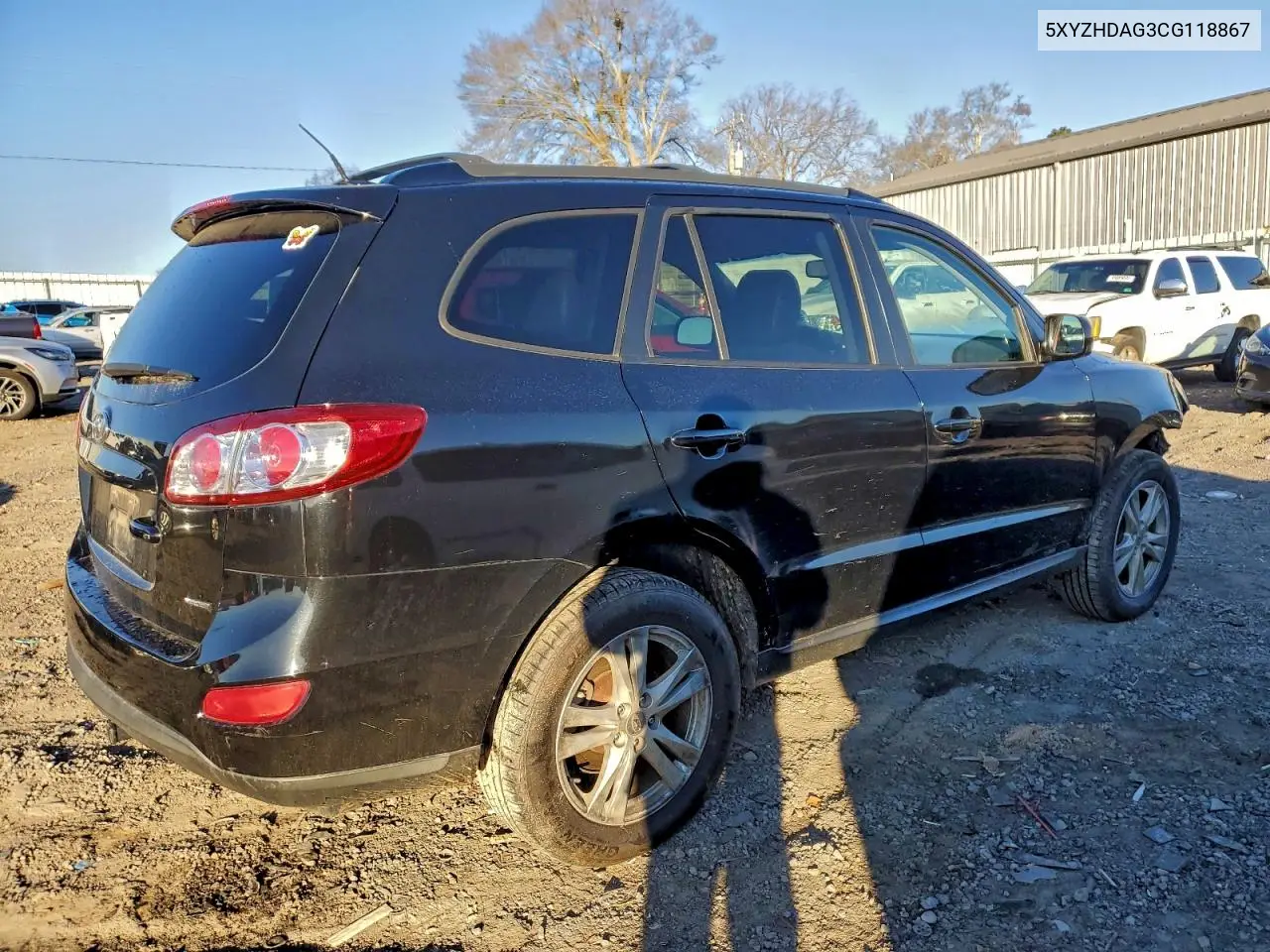 5XYZHDAG3CG118867 2012 Hyundai Santa Fe Se