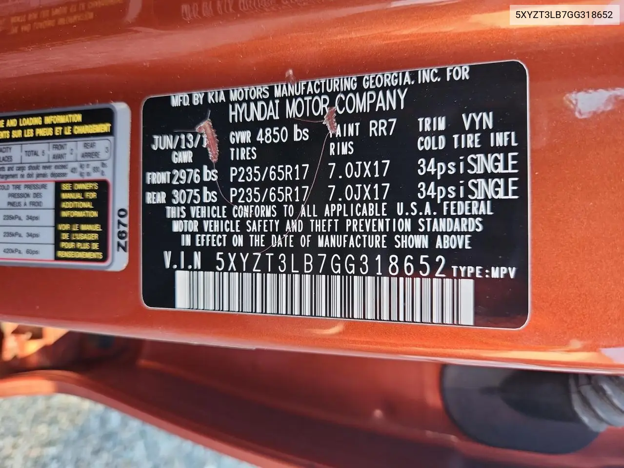 5XYZT3LB7GG318652 2016 Hyundai Santa Fe Sport