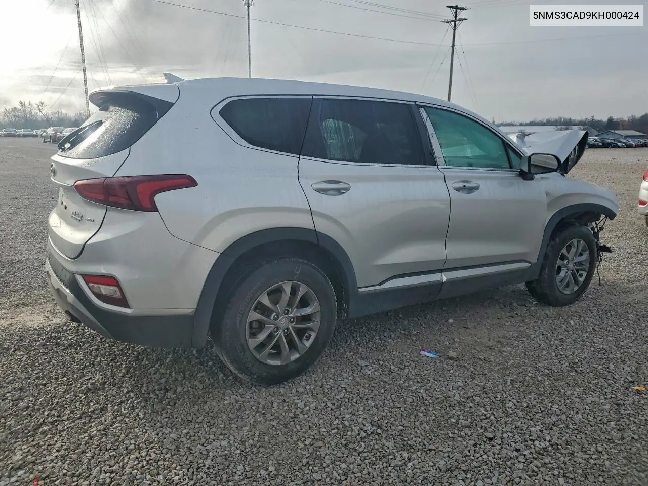 5NMS3CAD9KH000424 2019 Hyundai Santa Fe Sel
