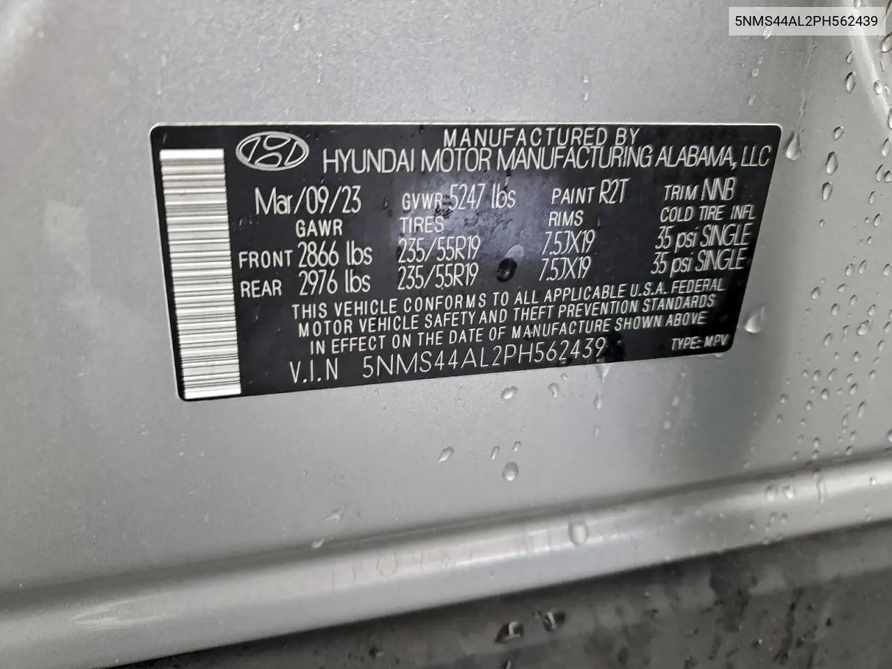 5NMS44AL2PH562439 2023 Hyundai Santa Fe Limited
