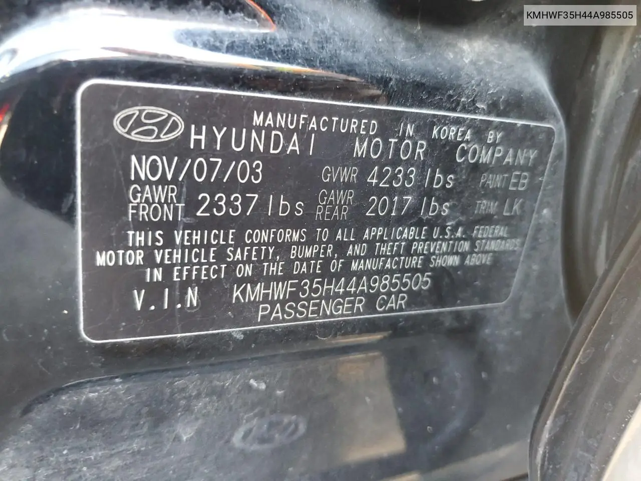 KMHWF35H44A985505 2004 Hyundai Sonata Gls