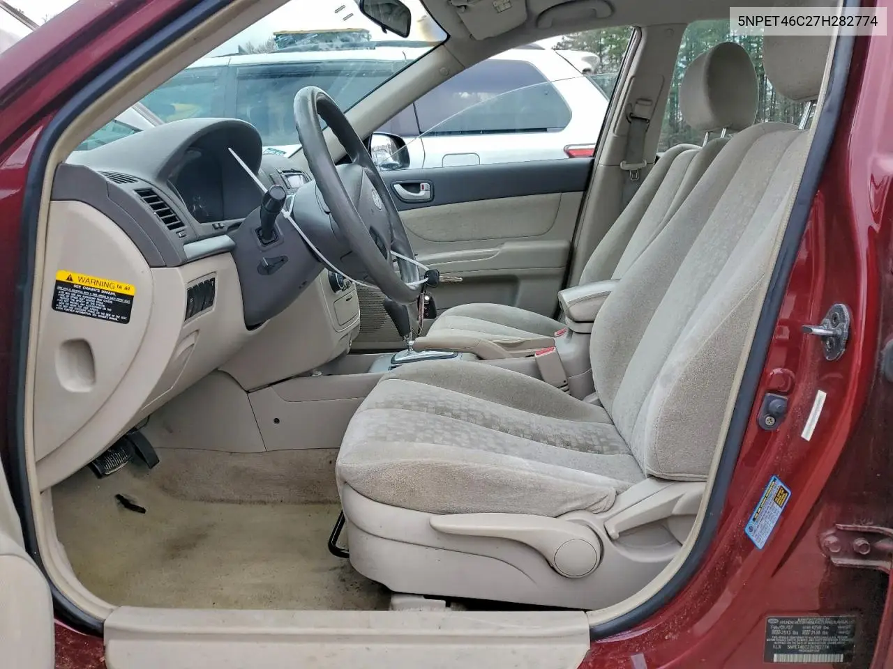 5NPET46C27H282774 2007 Hyundai Sonata Gls