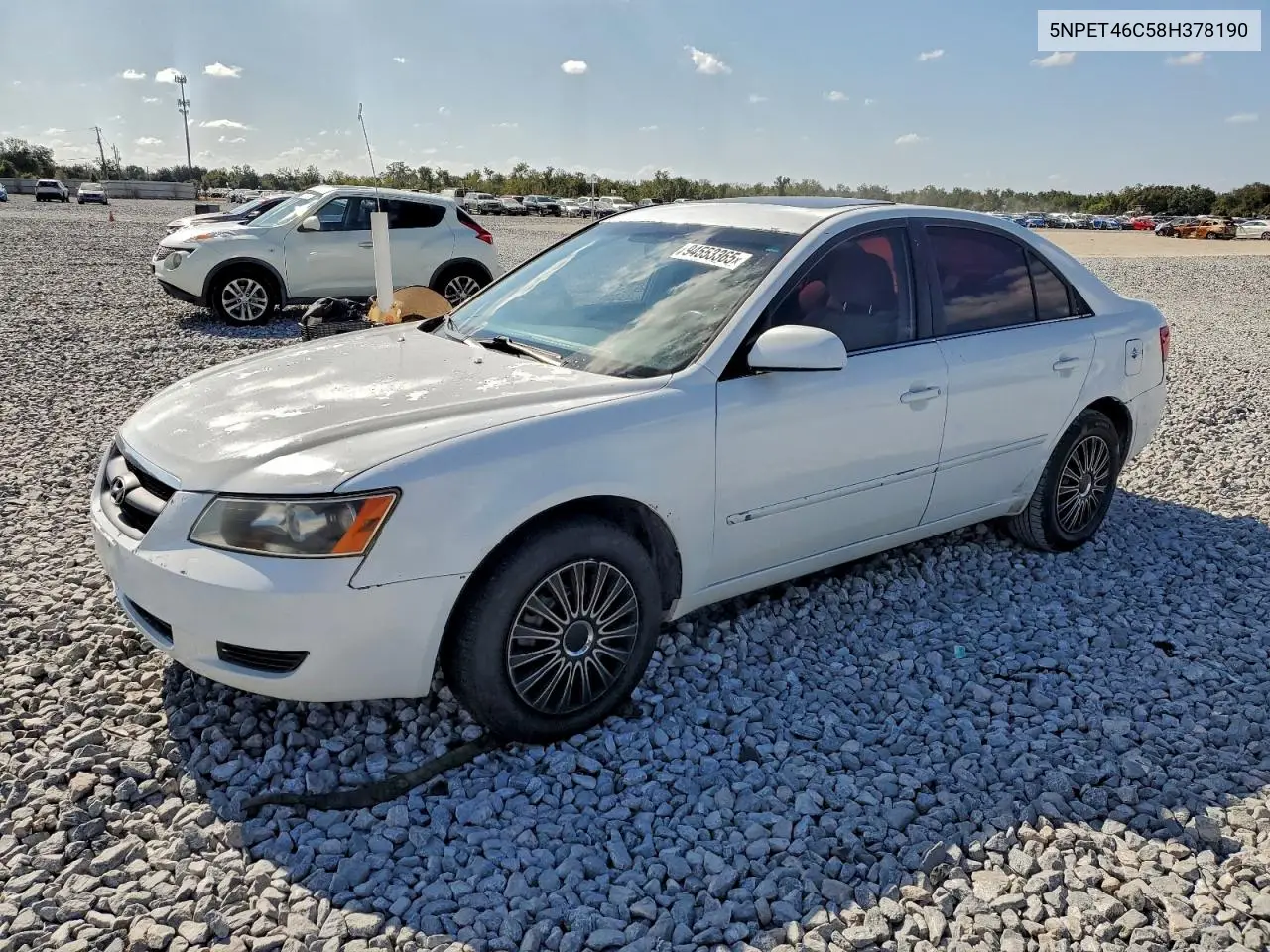 5NPET46C58H378190 2008 Hyundai Sonata Gls