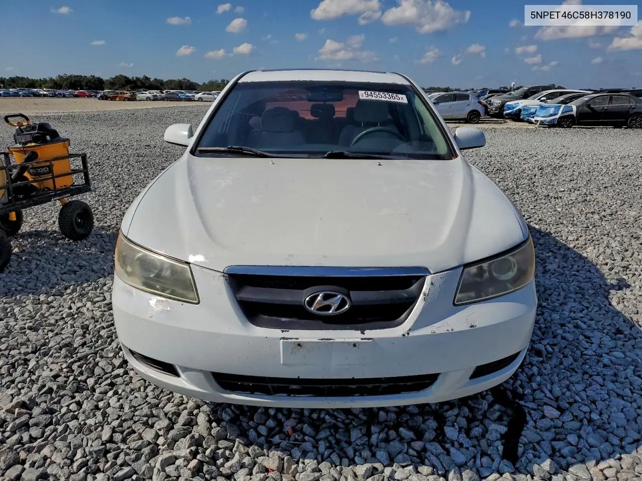 5NPET46C58H378190 2008 Hyundai Sonata Gls