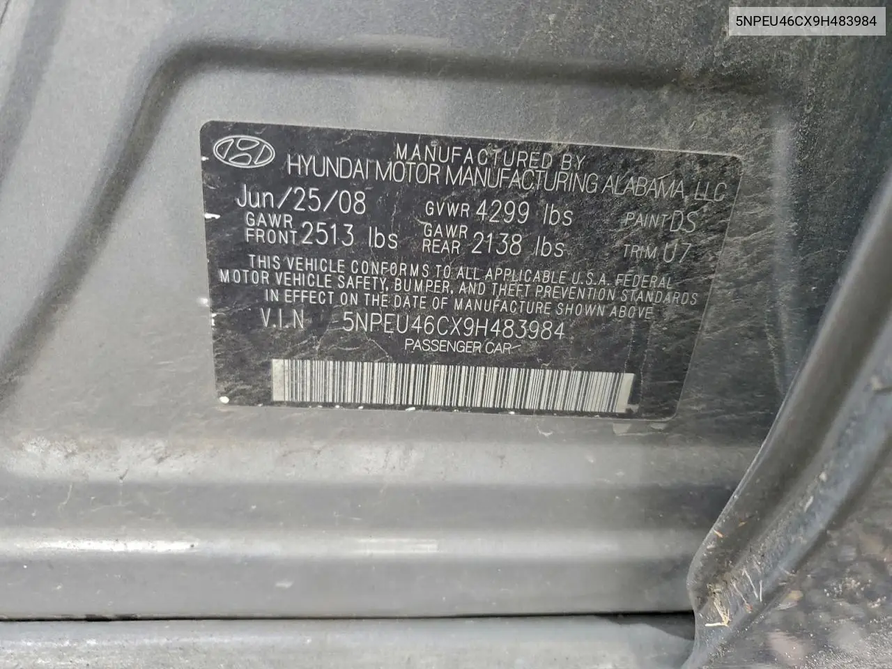 5NPEU46CX9H483984 2009 Hyundai Sonata Se