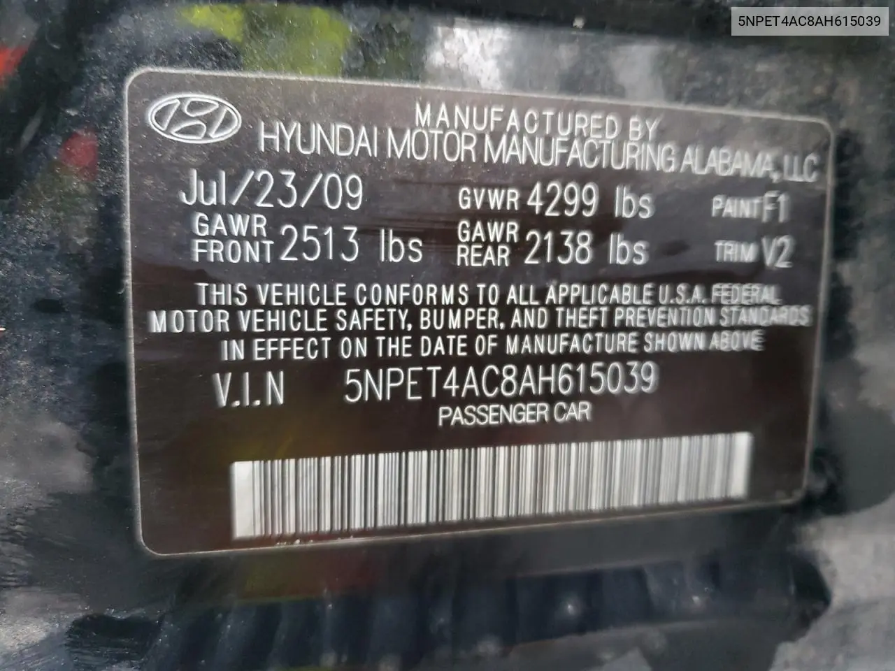5NPET4AC8AH615039 2010 Hyundai Sonata Gls