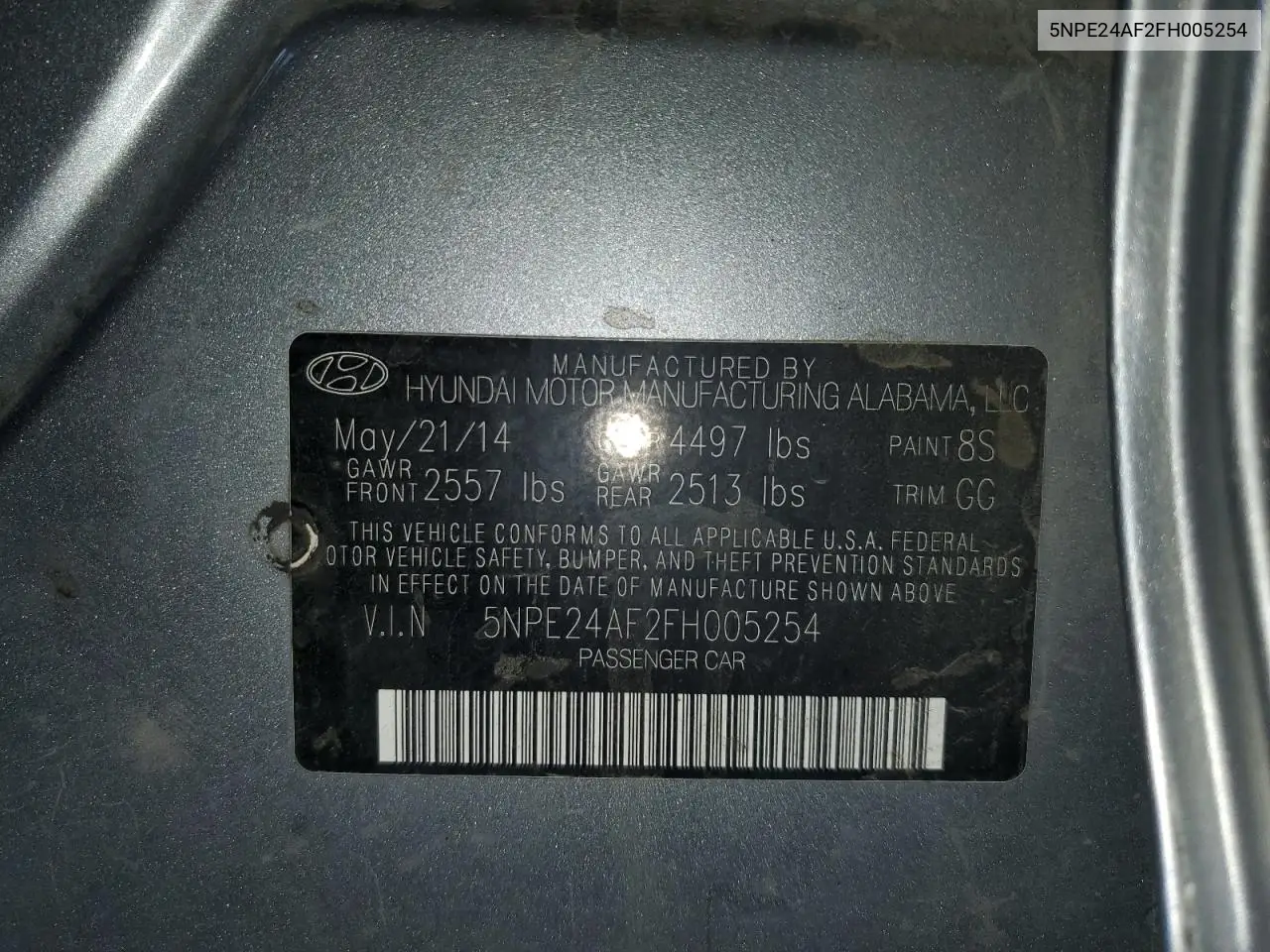5NPE24AF2FH005254 2015 Hyundai Sonata Se